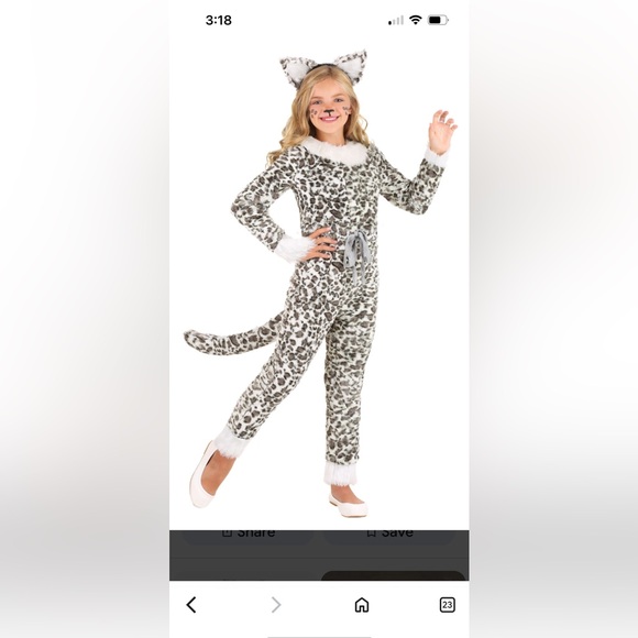 Halloween Costumes Other - Snow leopard one piece costume. Gray, white black. Child size medium(8-10)